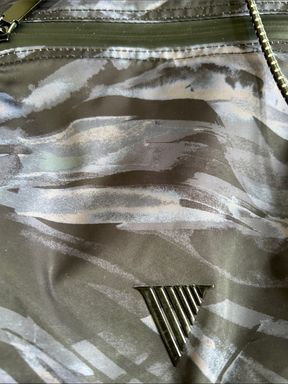 Victoria's Secret Black and Gray Camo Drawstring Backpack with Mesh Pockets - Picture 2 of 8